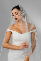 Ivory Royal Cathedral Oval Bridal Veil with Sequins