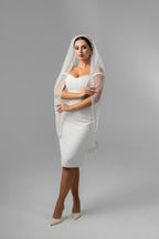 Fingertip-Length Glitter Bridal Veil with Japanese Matsuno Beads