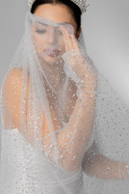 Cathedral Bridal Veil with Crown and Swarovski Crystal Rhinestones