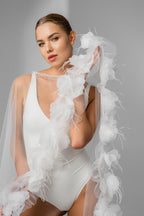 Bridal Hood with Flowers and Feathers