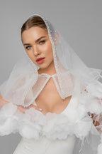 Bridal Hood with Flowers and Feathers