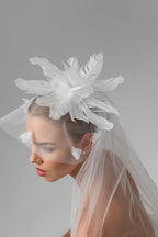 Ivory Ballet-Length Bridal Veil with Delicate Floral Appliqués