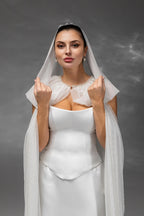 Ivory Silver Chapel-Length Bridal Hood