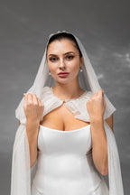 Ivory Silver Chapel-Length Bridal Hood
