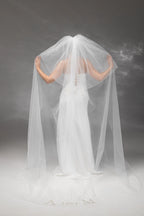Personalized Ivory Chapel-Length Bridal Veil with Hand Embroidery