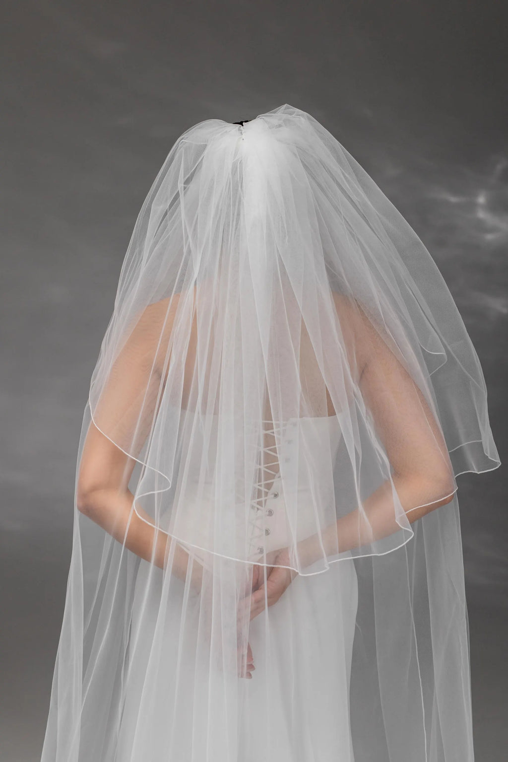 Personalized Ivory Chapel-Length Bridal Veil with Hand Embroidery