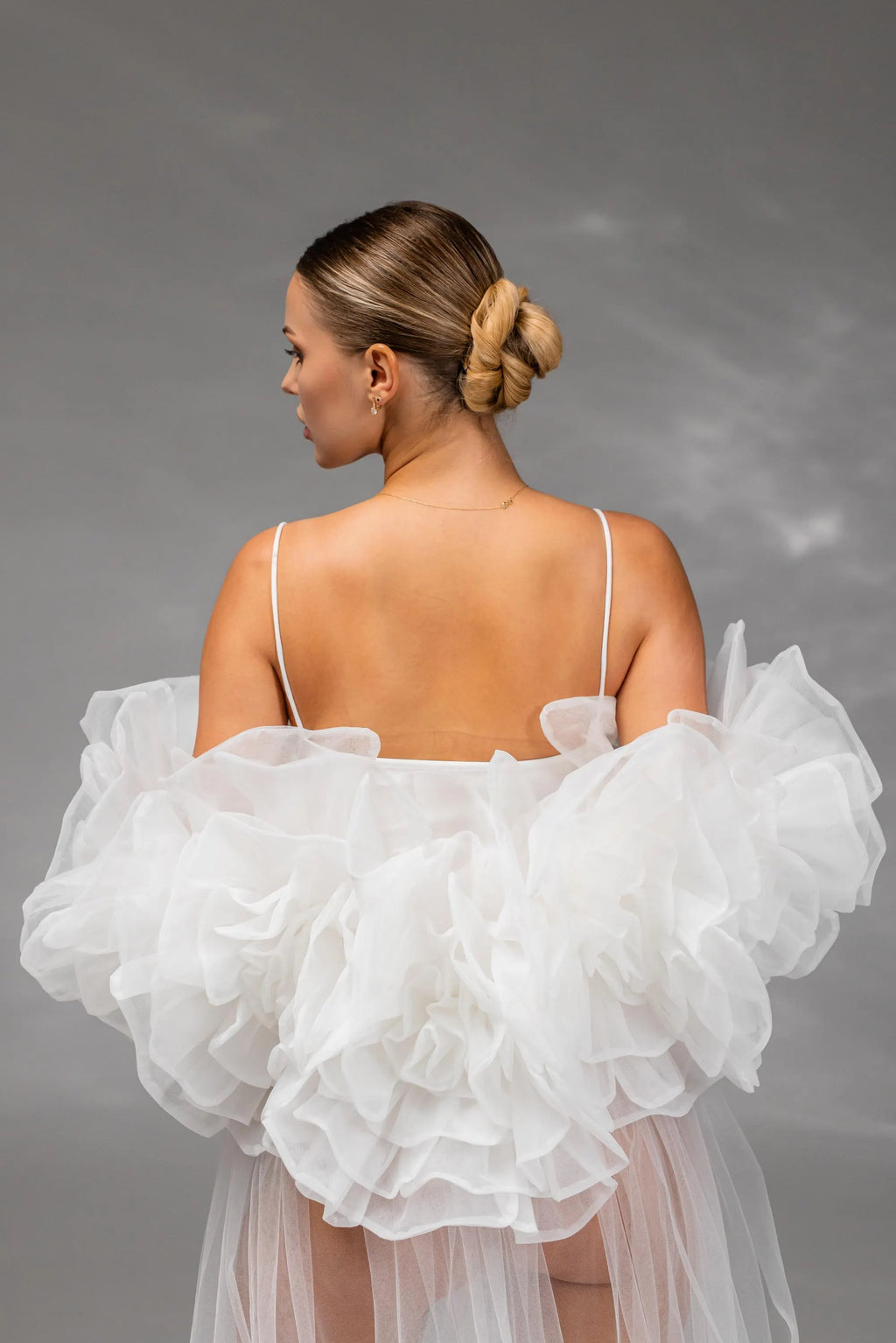 Cappuccino Chapel-Length Bridal Veil in Italian Tulle
