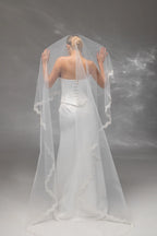 Chapel-Length Bridal Veil with Embroidered Lace