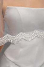 Chapel-Length Bridal Veil with Embroidered Lace
