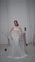 Ivory Bridal Cape with Pearls
