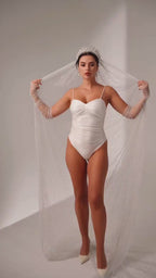 Cathedral Bridal Veil with Crown and Swarovski Crystal Rhinestones