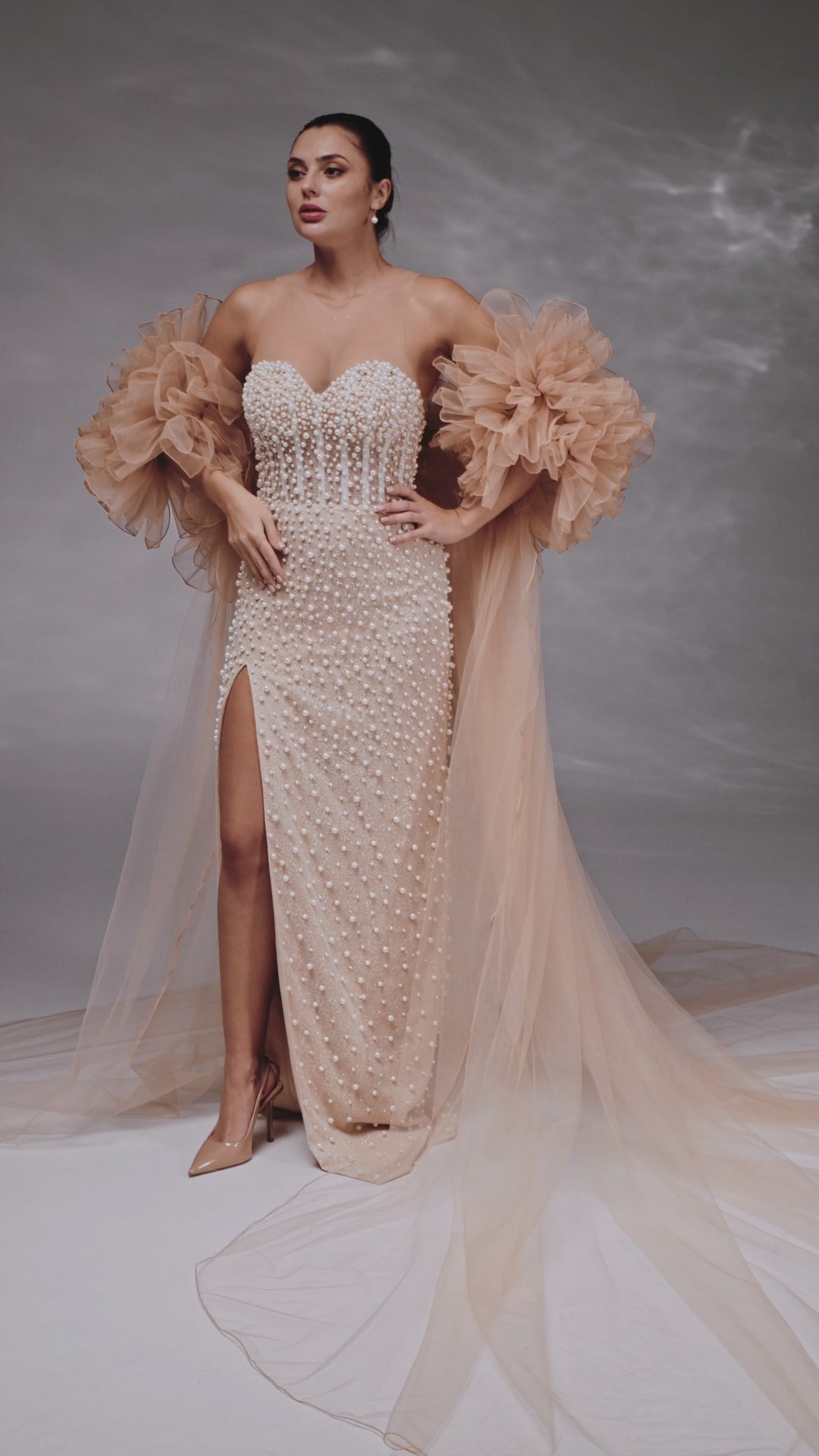 Cappuccino Extra-Wide Chapel-Length Bridal Cape