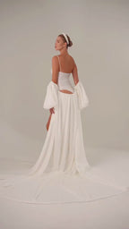 Ivory Floor-Length Bridal Cape with Sleeves