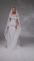 Grand Royal Cathedral Bridal Veil with Embroidered Lace