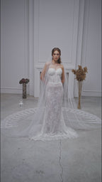 Milky White Grand Royal Cathedral Lace Bridal Veil