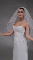 Ivory Bridal Veil with Pencil Edge Trim