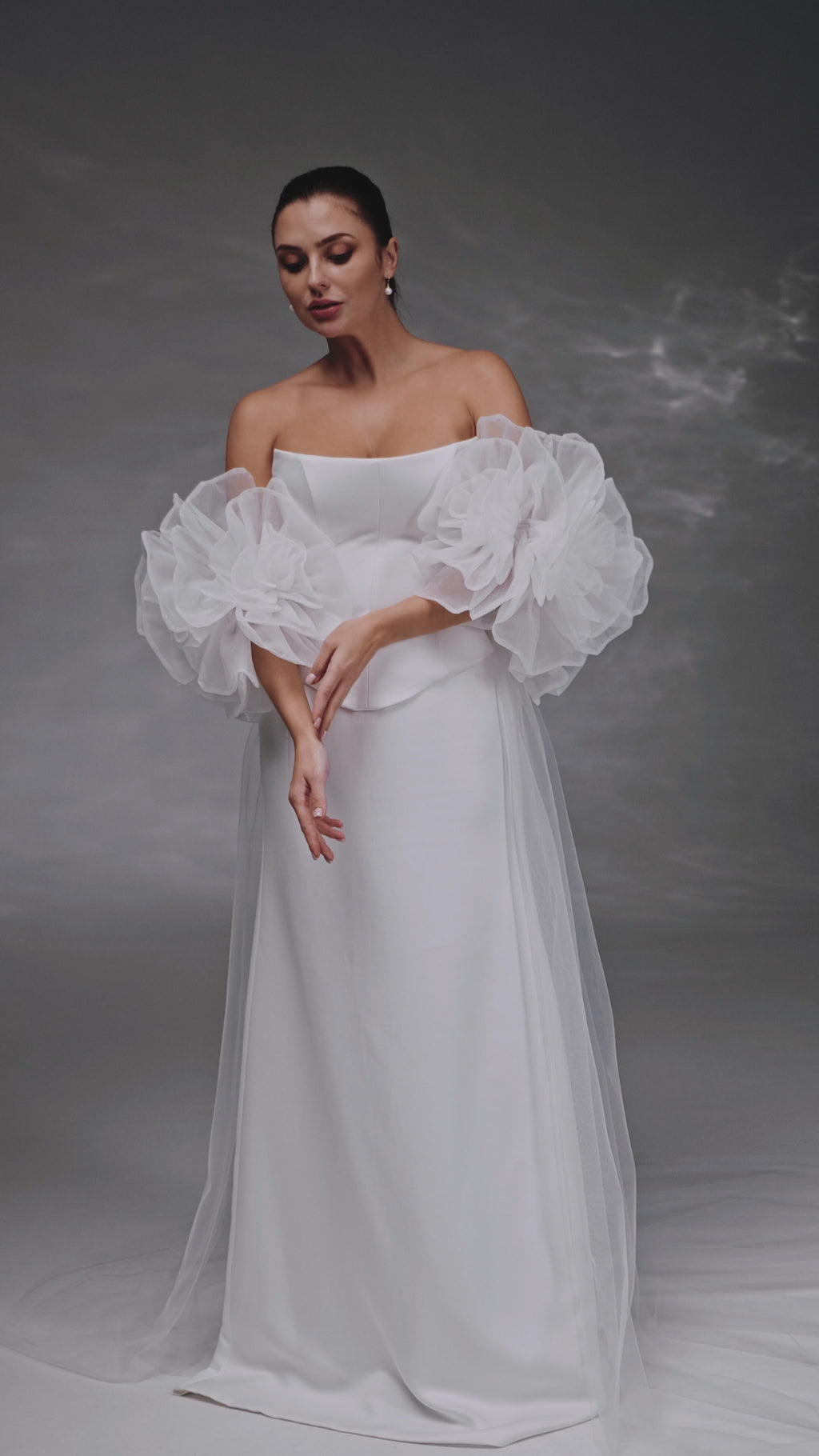 Cappuccino Chapel-Length Bridal Veil in Italian Tulle