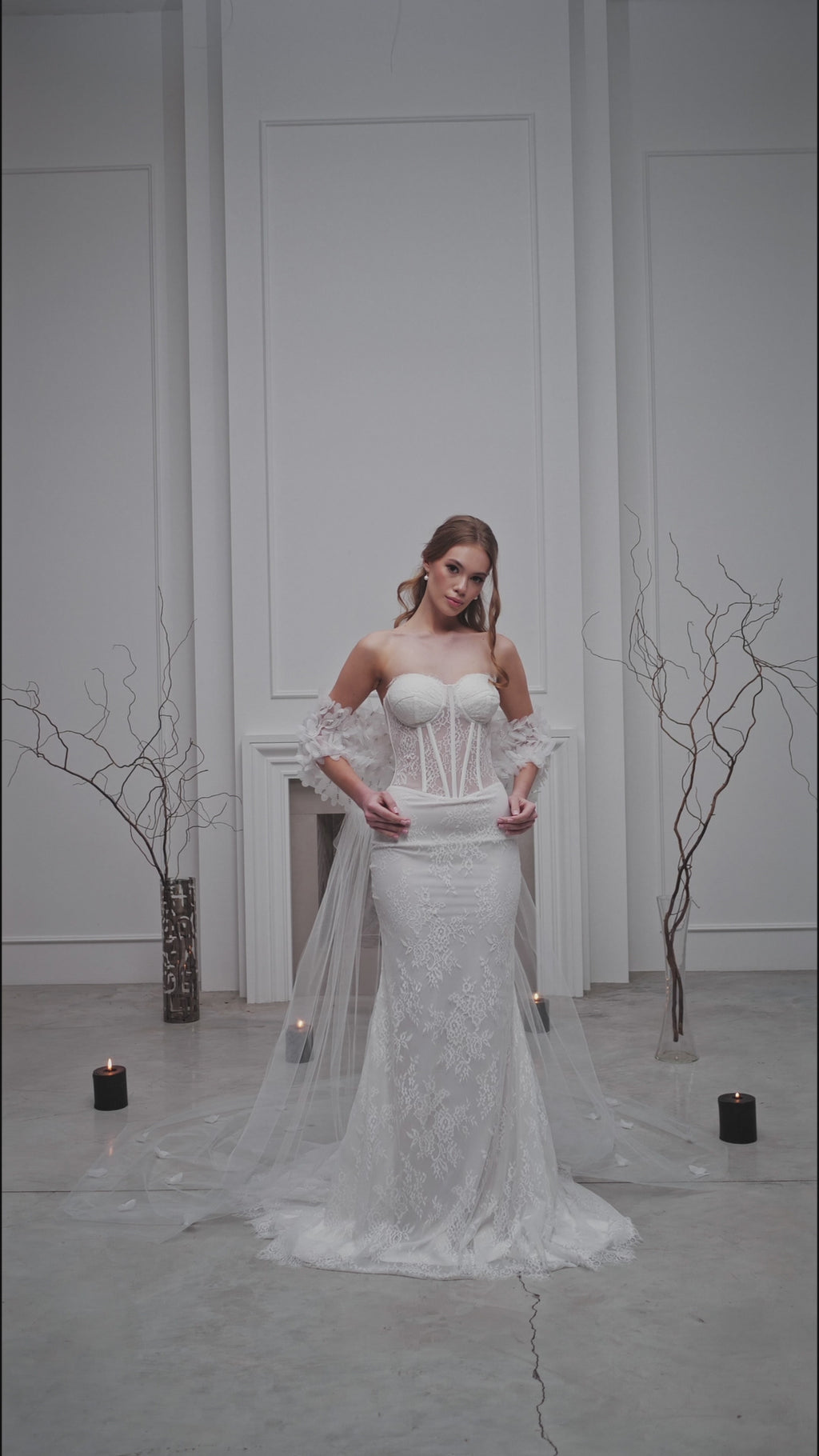 Ivory Floor-Length Bridal Cape