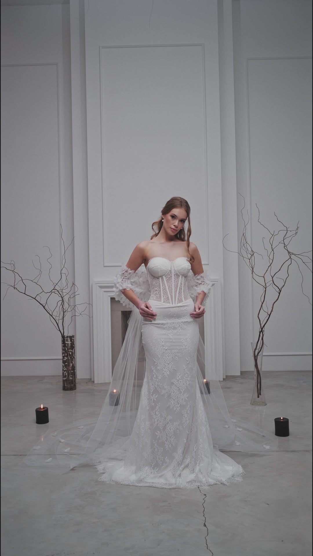 Ivory Floor-Length Bridal Cape
