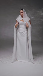 Ivory Silver Chapel-Length Bridal Hood