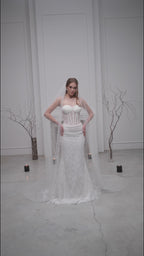 Ivory Cathedral Bridal Veil with Pearls