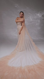 Cappuccino Royal Cathedral Bridal Veil in Italian Tulle