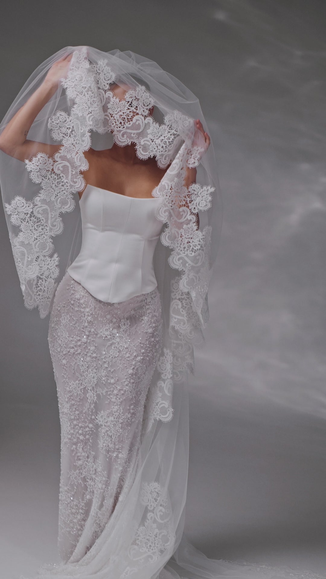 Ivory Royal Cathedral Two-Tier Bridal Veil with Macramé Lace
