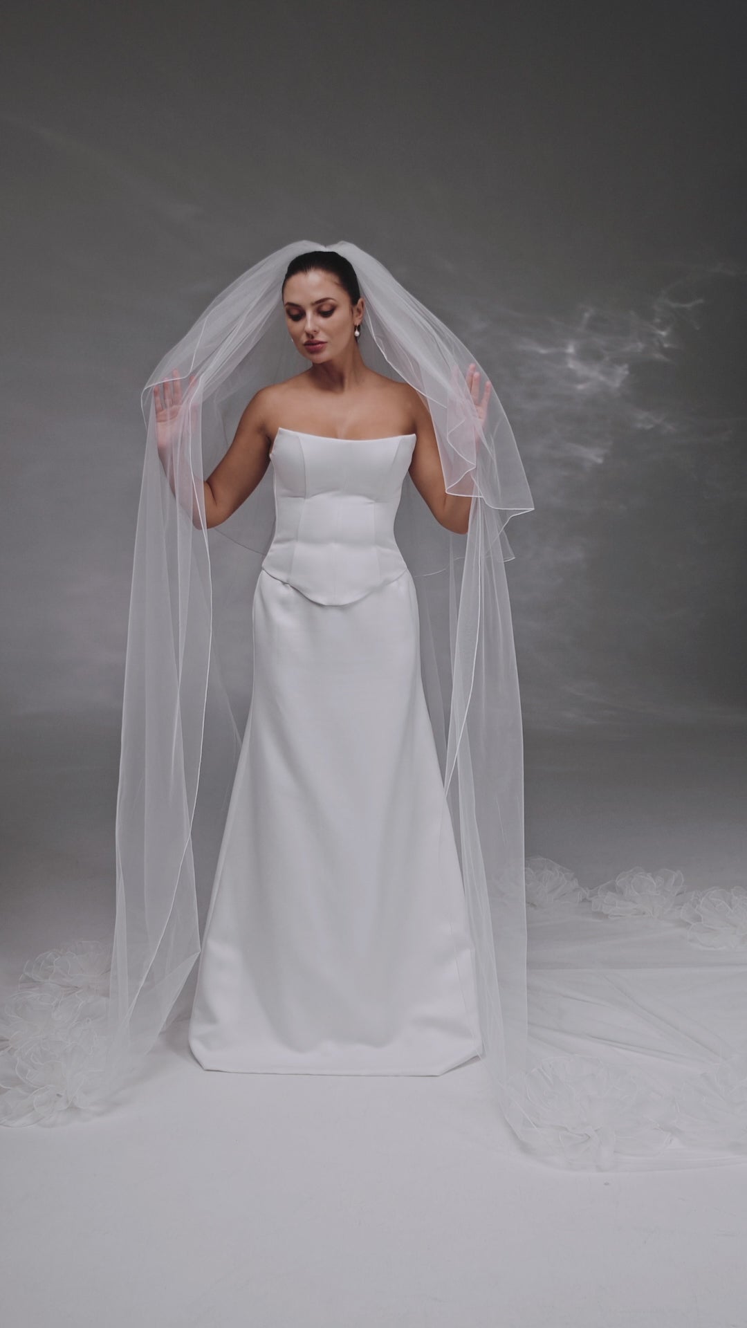 Ivory Royal Cathedral Two-Tier Bridal Veil with Flowers