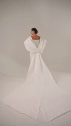 Ivory Royal Cathedral Bridal Cape with Oversized Bow