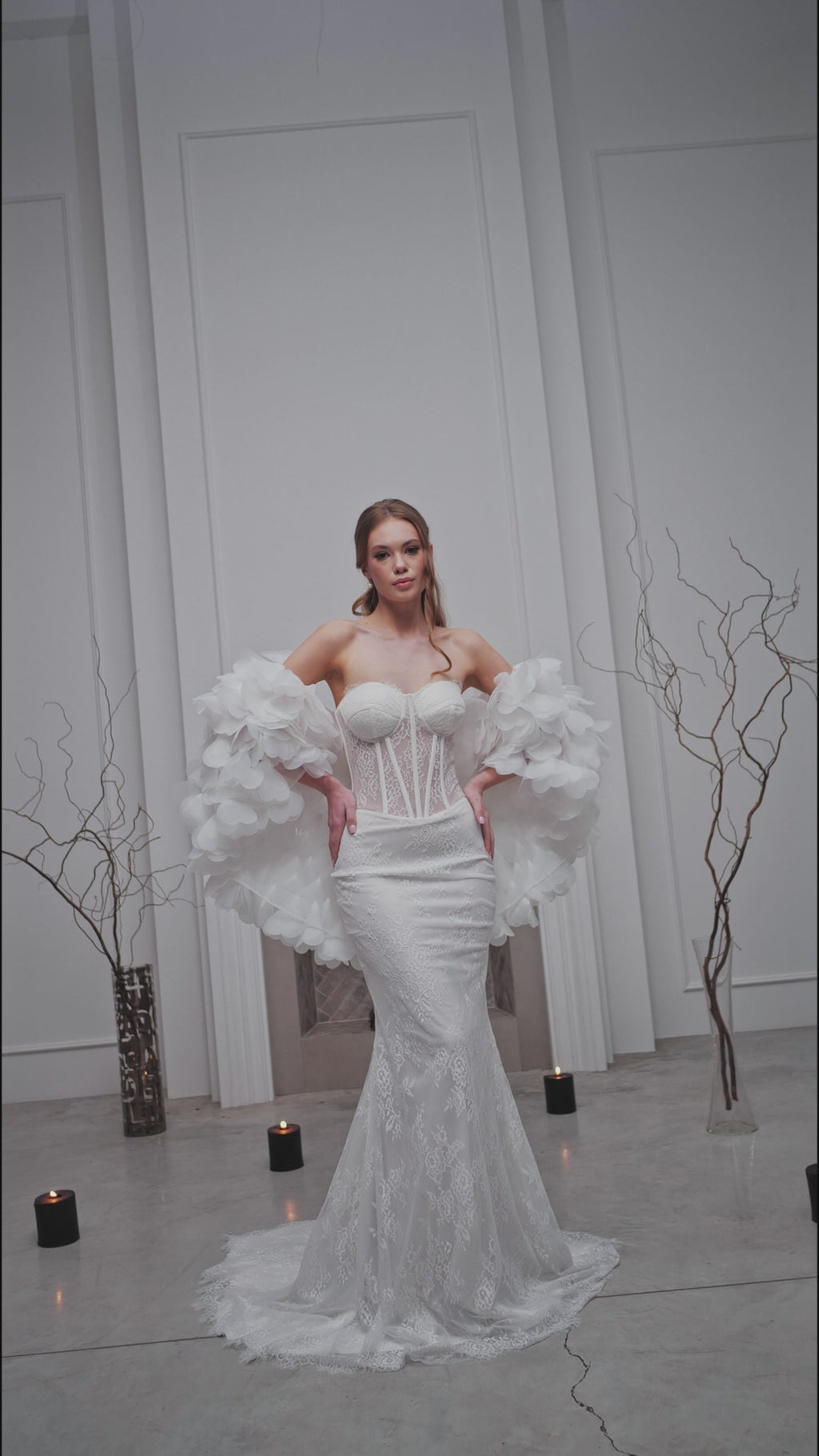 Handmade Ivory Bridal Veil with Luxe Italian Tulle and Flower Detail