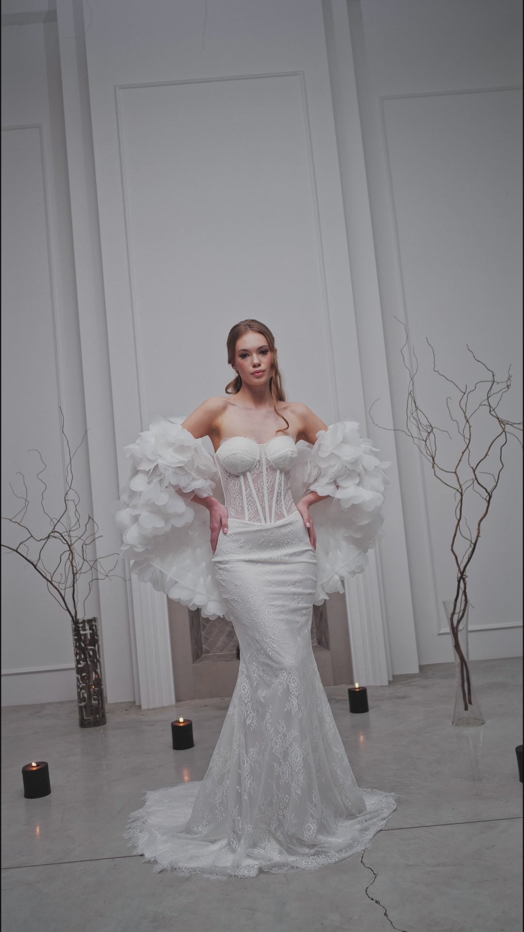 Handmade Ivory Bridal Veil with Luxe Italian Tulle and Flower Detail