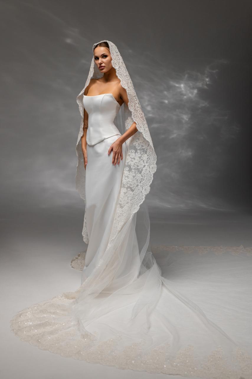 Ivory Dress → Ivory or Cream-Ivory Veil
